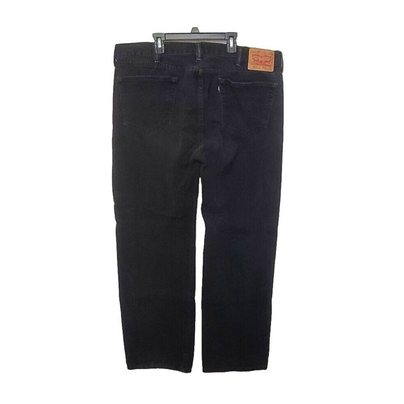 Levis 505 Jeans Mens Size 42X32 Black Straight Leg Denim - Picture 2 of 6